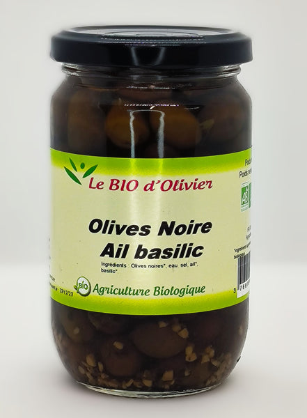 Olives noires ail basilic BIO - 180 g