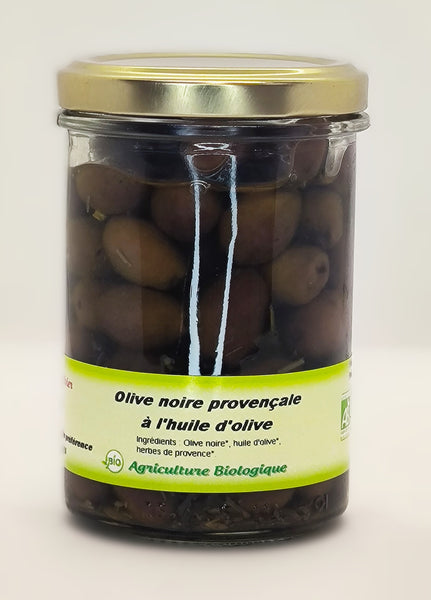 Olives noires à la Provençale à l'huile d'olive BIO - 130 g